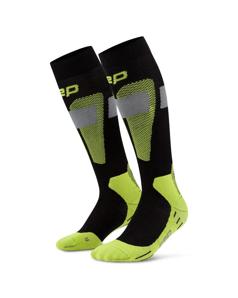 CEP ski merino socks tall 3.0 black lime women