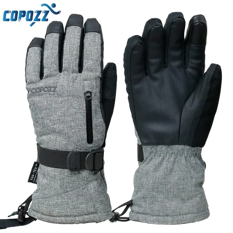 COPOZZ Graue Skihandschuhe (Touchscreen-Funktion)