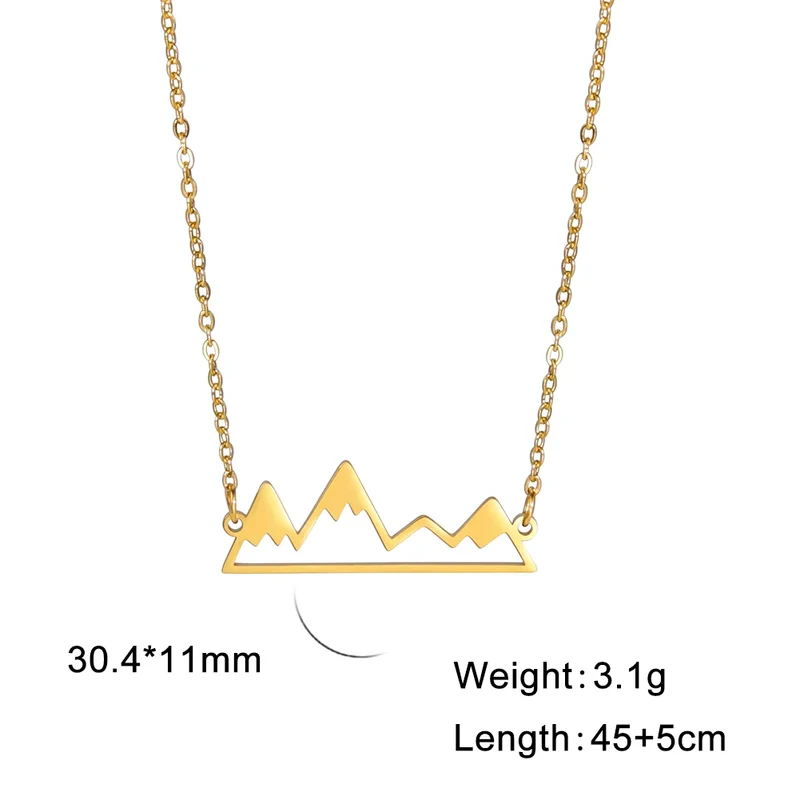 Amaxer Damen-Halskette mit rundem Bergketten-Anhänger, schlichter Edelstahl-Anhänger, zarte Vintage-Kette, Modeschmuck