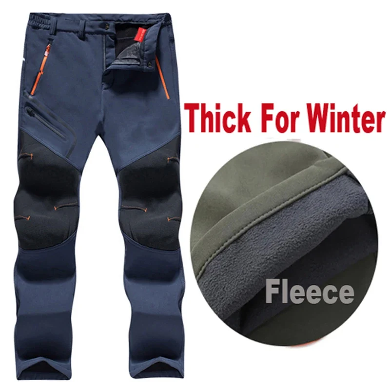 MAZEROUT Übergroße Herren Fleece wasserdichte Hosen für den Winter