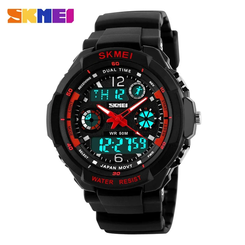 SKMEI Herrenuhr, modische Digitaluhr mit Dual-Display, Militär- und Sportuhr, Quarzuhr mit LED-Kalender, Chronograph, Herrenuhr