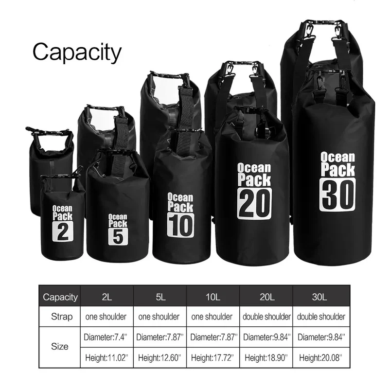 Wasserdichter Dry Bag mit Rolltop-Sack hält die Ausrüstung beim Kajakfahren, Rafting, Bootfahren, Schwimmen, Camping, Wandern, am Strand und beim Angeln trocken