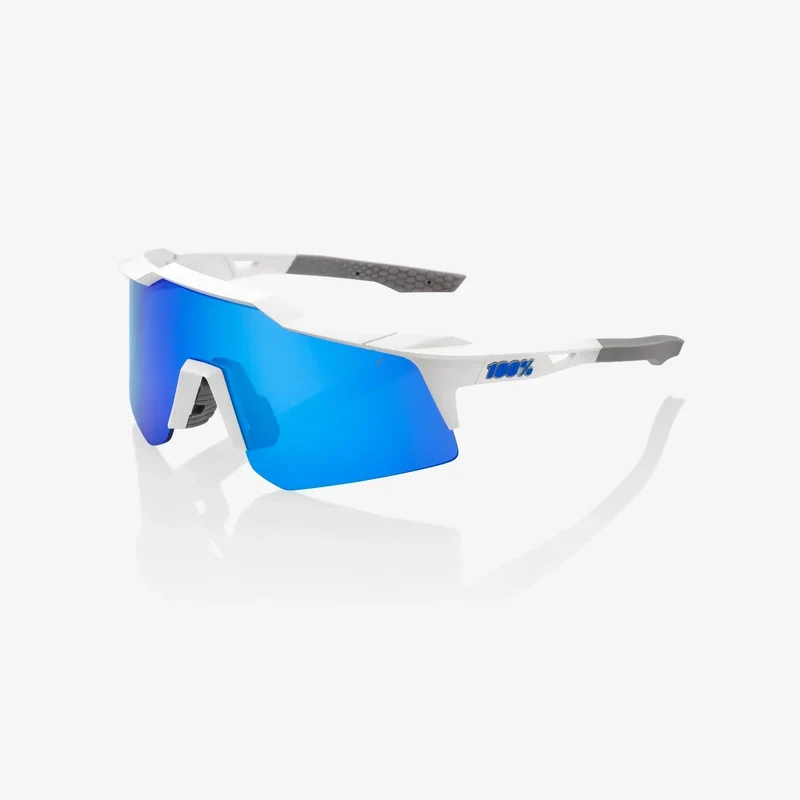 100% Speedcraft XS / Matte White Multilayer Blue Mirror