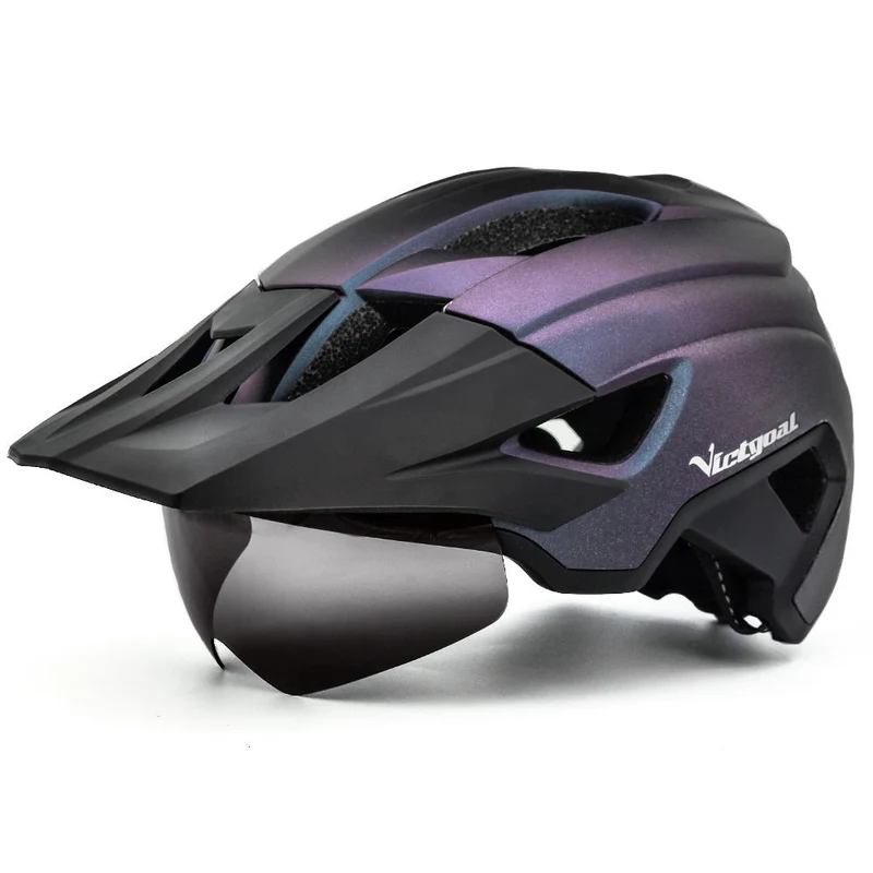 VA123 Bike Helmet with Magnetic Goggles, Visor & USB Rear Light