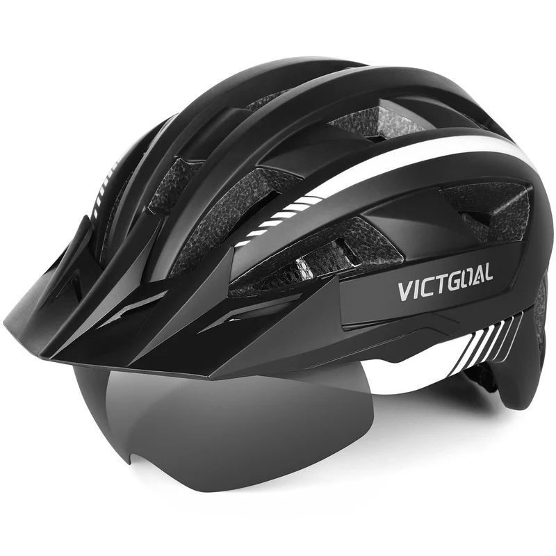 Electric Bike Helmet with Goggles, LED Light & Visor